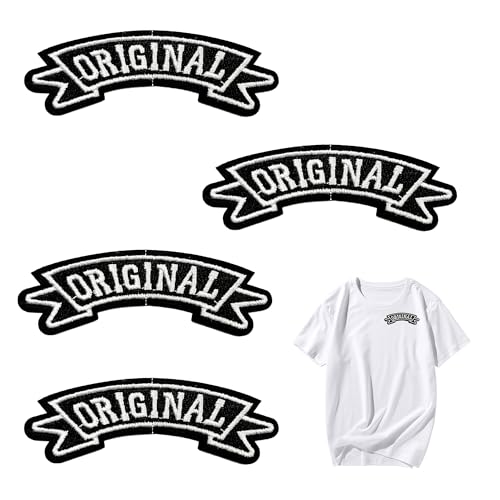 Original Aufbügler Buchstaben Patch Set, 4 Stück Bestickte Applikationen für DIY, Kleidung, Rucksäcke, Original Aufbügelbare Buchstaben Patch für Textilien, Sprüche Patches für Einzigartige Designs von TUYOBG