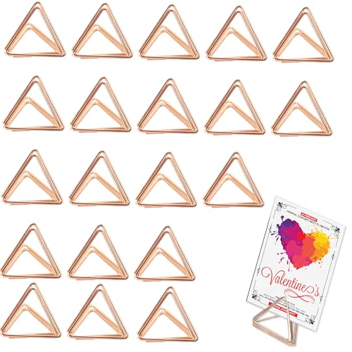 TUYOBG Tischkartenhalter Roségold 20 Stück – Dreieckiger Kartenhalter Tischkartenclips für Hochzeit, Party, Tischnummern, Notizen & Fotos – Fotohalter aus Metall für Tischdeko & Menükarten von TUYOBG