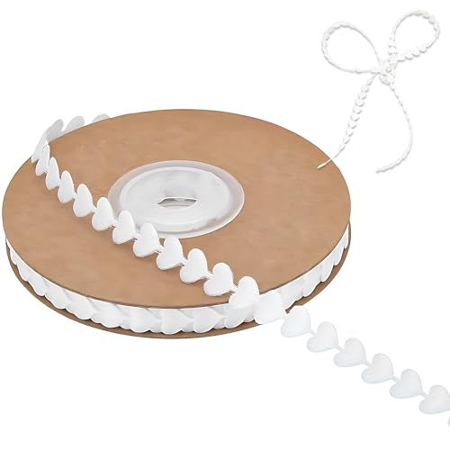 Weißes Herzband für Bastelarbeiten, Hochzeiten, romantische Herzform, Band zum Verpacken von Geschenken, Valentinstag, Herzen, Satinband für Blumensträuße, Luftballons, Floristen-Dekoration und von TUYOBG