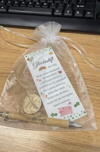 TUZELIYA Abschiedsgeschenk Kollegen, 26pcs Glücksstift Kugelschreiber Geschenke Glücksbringer Holz Dankeschön Geschenk, Abschiedsgeschenk Schüler, Kleine Geschenke für Kollege Lehrer Schüler von TUZELIYA