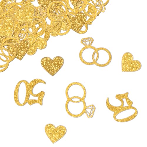 TUZELIYA Konfetti Goldene Hochzeit Deko - 100 Stück Herz Gold Dekoration für Goldene Hochzeit Deko, 50. Jahrestag Jubiläum Goldhochzeit Party Geschenke von TUZELIYA