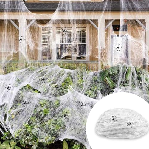 TUZHE Halloween Deko Spinnennetz 200g, Halloween Horror deko Outdoor und Drinnen mit 40 Schwarz Spinnen und 12 Fledermaus 1000m²Indoor Groß Spiderweb gruselig Decoration TUZHE Halloween Deko Spinnennetz 200g, Halloween Horror deko Outdoor und Drinnen mit 40 Schwarz Spinnen und 12 Fledermaus 1000m²Indoor Groß Spiderweb gruselig Decoration von TUZHE