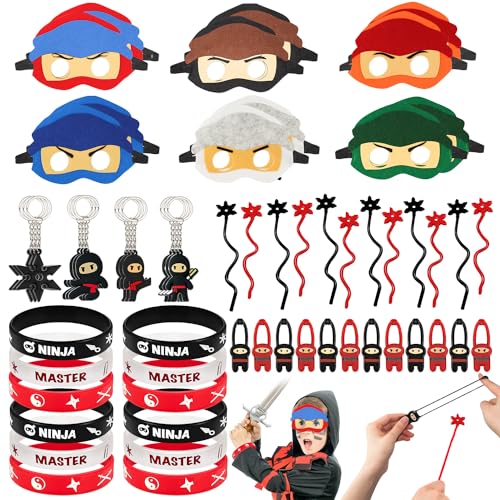 TUZHE Ninja Party Mitgebsel Kindergeburtstag 60 Stück Kindergeburtstag Mitgebsel Ninja Masken Schlüsselanhänger Armbänder Fingerschleuder Fliegendes klebriges Spielzeug für Jungen Ninja Themed Party TUZHE Ninja Party Mitgebsel Kindergeburtstag 60 Stück Kindergeburtstag Mitgebsel Ninja Masken Schlüsselanhänger Armbänder Fingerschleuder Fliegendes klebriges Spielzeug für Jungen Ninja Themed Party von TUZHE