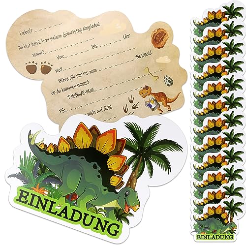 TUZHE 12 STK Dino Einladungskarten Kindergeburtstag Junge, Dino Geburtstag Deko Geburtstagseinladungen Jungen Partyeinladungen Einladung Kindergeburtstag von TUZHE