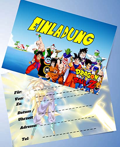 12 Einladungskarten & 12 Umschläge für Geburtstag Partys und Kindergeburtstag Kompatibel mit Dragon Ball Z Nr. 1 von TV-24