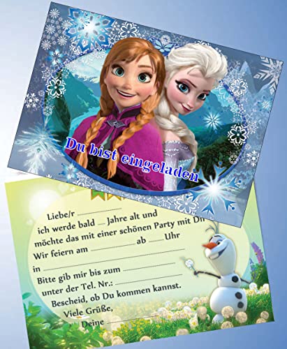 12 Einladungskarten & 12 Umschläge für Geburtstag Partys und Kindergeburtstag Kompatibel mit Frozen Die Eiskönigin Nr. 4 von TV-24