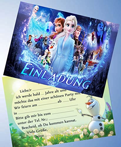 12 Einladungskarten & 12 Umschläge für Geburtstag Partys und Kindergeburtstag Kompatibel mit Frozen Die Eiskönigin Nr. 7 von TV-24