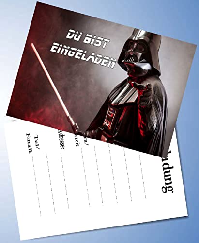 12 Einladungskarten & 12 Umschläge für Geburtstag Partys und Kindergeburtstag Kompatibel mit Star WarsNr. 2 von TV-24