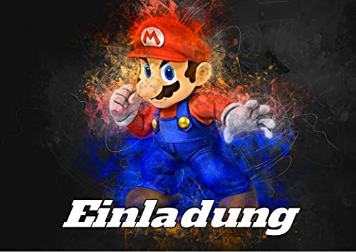 12 Einladungskarten & 12 Umschläge für Geburtstag Partys und Kindergeburtstag Kompatibel mit Super Mario Nr. 10 von TV-24