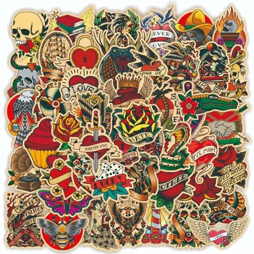 10/30/50/100 Stück Retro Old School Tattoo Stil Cartoon Aufkleber DIY Snowboard Laptop Gepäck Cartoon Graffiti Aufkleber 10/30/50/100 Stück Retro Old School Tattoo Stil Cartoon Aufkleber DIY Snowboard Laptop Gepäck Cartoon Graffiti Aufkleber von TVIVID