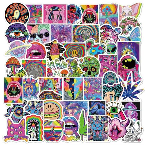 10/30/50 Stück bunte psychedelische Trippy-Aufkleber, ästhetische Aufkleber, Laptop, Gitarre, Gepäck, Telefon, Graffiti-Aufkleber von TVIVID