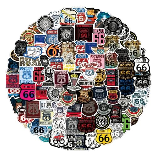 TVIVID 10/30/50/100 Stück Cool Route 66 wasserdichte Aufkleber für Auto, Skateboard, Gitarre, Laptop, Motorrad, Fahrrad, Graffiti-Aufkleber TVIVID 10/30/50/100 Stück Cool Route 66 wasserdichte Aufkleber für Auto, Skateboard, Gitarre, Laptop, Motorrad, Fahrrad, Graffiti-Aufkleber von TVIVID
