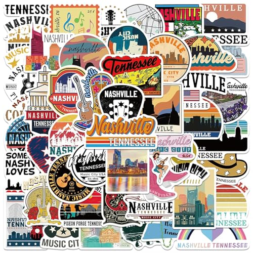 TVIVID 50 Stück American Nashville Tennessee Aufkleber, ästhetische Graffiti-Aufkleber für Laptop, Gepäck, Skateboard, Telefon, Tagebuch, Aufkleber TVIVID 50 Stück American Nashville Tennessee Aufkleber, ästhetische Graffiti-Aufkleber für Laptop, Gepäck, Skateboard, Telefon, Tagebuch, Aufkleber von TVIVID