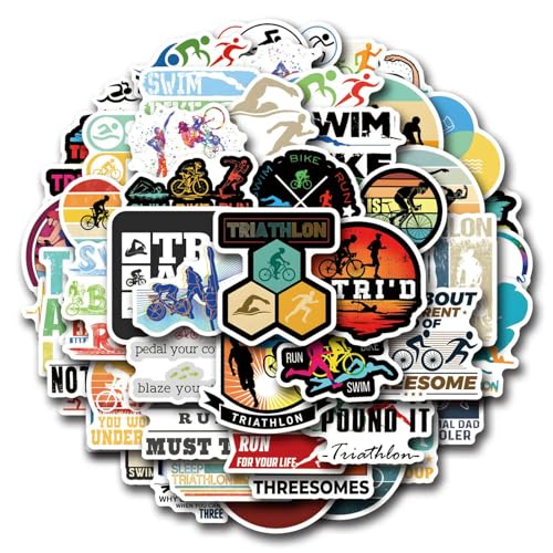 TVIVID 55 x Ironman-Triathlon-Cartoon-Aufkleber, lustige Sport-Graffiti-Aufkleber, Radfahren, Schwimmen, Laufen, Aufkleber, Gepäck, Laptop, Fahrrad TVIVID 55 x Ironman-Triathlon-Cartoon-Aufkleber, lustige Sport-Graffiti-Aufkleber, Radfahren, Schwimmen, Laufen, Aufkleber, Gepäck, Laptop, Fahrrad von TVIVID