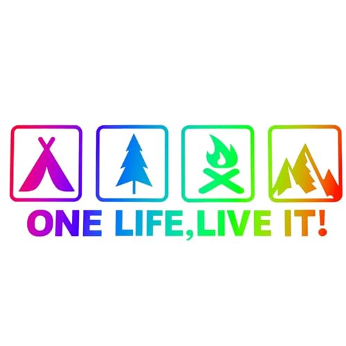 TVIVID One Life Live It Camping-Outdoor-Enthusiasten-Auto-Aufkleber, wildes Überleben, vierfacher Aufkleber für Fahrzeug, Fenster, Schwanz, Karosserie, Stoßstange von TVIVID