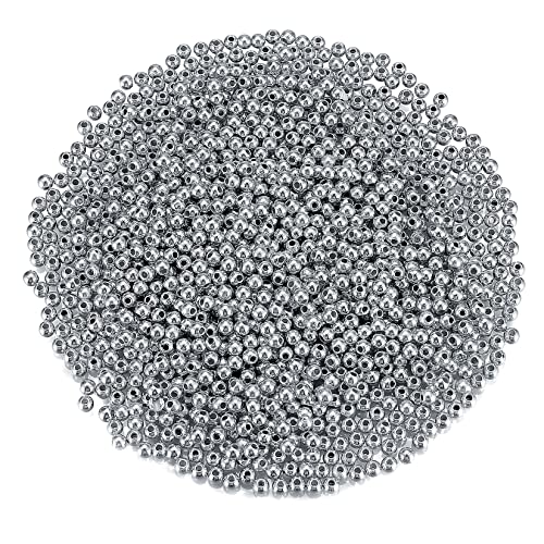 4000 Stück Mini Acrylperlen Set, 4mm runde Perlen zum Auffädeln, Silber Bastelperlen mit Loch, Schmuckperlen für Armbänder DIY Schmuck Ohrringherstellung Perlen 4000 Stück Mini Acrylperlen Set, 4mm runde Perlen zum Auffädeln, Silber Bastelperlen mit Loch, Schmuckperlen für Armbänder DIY Schmuck Ohrringherstellung Perlen von TVNYOUJIA