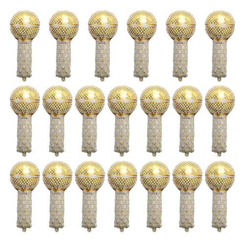 20 Stück aufblasbares Mikrofon, kreatives goldenes Spielzeug, lustige Performance-Requisiten, Aluminiumfolienballons, Geburtstagsfeier, Bühnendekoration. von TVSVKWE