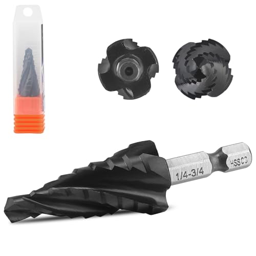 HSS Stufenbohrer 1/4-3/4“ 9 Stufen Konusbohrer M35 HSS AlTiN Coated, 1/4“ Hex Shank Step Bit zum Bohren von Löchern in Edelstahl, Kupfer, Aluminium, Holz, Kunststoff HSS Stufenbohrer 1/4-3/4“ 9 Stufen Konusbohrer M35 HSS AlTiN Coated, 1/4“ Hex Shank Step Bit zum Bohren von Löchern in Edelstahl, Kupfer, Aluminium, Holz, Kunststoff von TVWVT