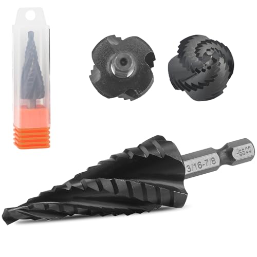 HSS Stufenbohrer 3/16-7/8“ 12 Stufen Konusbohrer M35 HSS AlTiN Coated, 1/4“ Hex Shank Step Bit zum Bohren von Löchern in Edelstahl, Kupfer, Aluminium, Holz von TVWVT