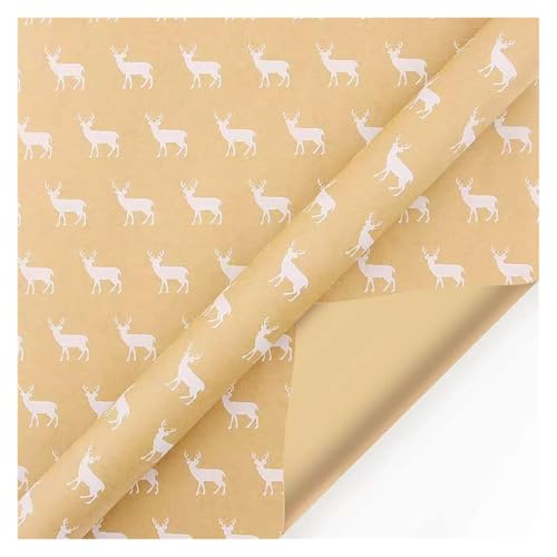 TWALOTPEX Geburtstagswrapping - Papier Kraft-Geschenkpapier mit Weihnachtsbaum und Schneeflocke und Schnurband, 43 x 100 cm pro Rolle for die Weihnachtsfeier(C) von TWALOTPEX