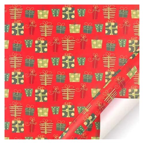 TWALOTPEX Geburtstagswrapping - Papier Kraft Santa Buffalo Plaid Geschenkpapier mit Polka Dots String Aufkleber 50 * 70 cm pro Rolle for Party Urlaub(A) von TWALOTPEX