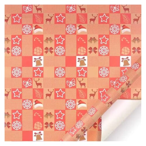 TWALOTPEX Geburtstagswrapping - Papier Kraft Santa Buffalo Plaid Geschenkpapier mit Polka Dots String Aufkleber 50 * 70 cm pro Rolle for Party Urlaub(B) von TWALOTPEX