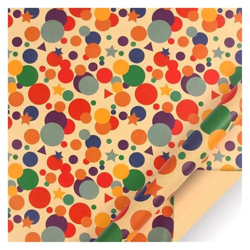 TWALOTPEX Geburtstagswrapping - Papier Kraft-Weihnachtsballon-Stern-Geschenkpapier mit Schnuraufklebern, 50 x 70 cm pro Rolle for die Weihnachtsfeier(C) von TWALOTPEX