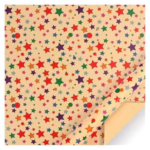 TWALOTPEX Geburtstagswrapping - Papier Kraft-Weihnachtsballon-Stern-Geschenkpapier mit Schnuraufklebern, 50 x 70 cm pro Rolle for die Weihnachtsfeier(D) von TWALOTPEX