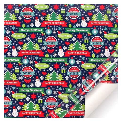 TWALOTPEX Geburtstagswrapping - Papier Weihnachtsbaumhaus, Weihnachtsmann-Geschenkpapier mit Schnurklebeband-Aufklebern, 50 x 70 cm pro Rolle for die Weihnachtsfeier(D) von TWALOTPEX
