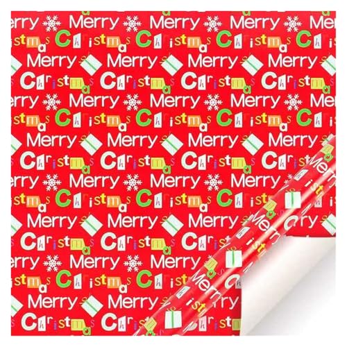 TWALOTPEX Geburtstagswrapping - Papier Weihnachtsbaumhaus, Weihnachtsmann-Geschenkpapier mit Schnurklebeband-Aufklebern, 50 x 70 cm pro Rolle for die Weihnachtsfeier(E) von TWALOTPEX
