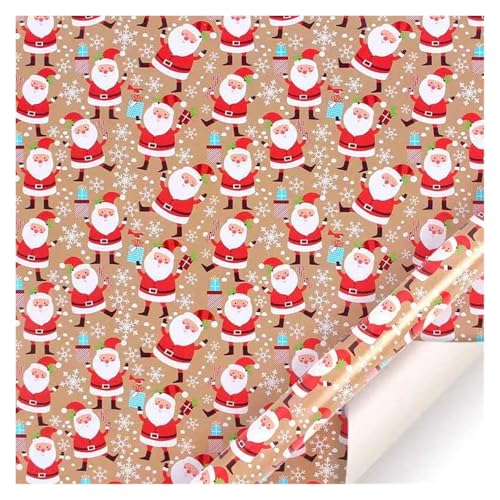 TWALOTPEX Geburtstagswrapping - Papier Weihnachtsbaumhaus, Weihnachtsmann-Geschenkpapier mit Schnurklebeband-Aufklebern, 50 x 70 cm pro Rolle for die Weihnachtsfeier(F) von TWALOTPEX