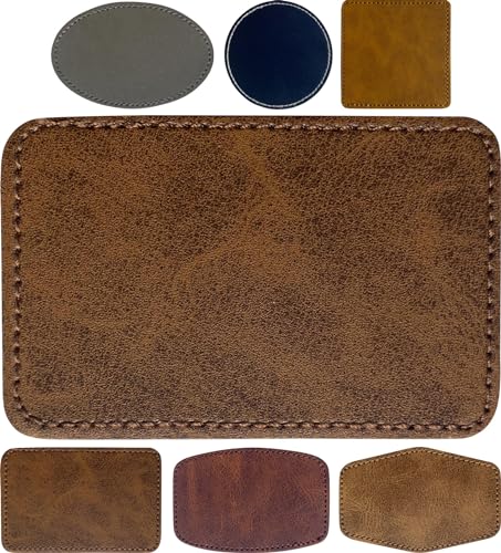 Leder-Patches zum Aufbügeln, laserbar, Wärmepresse, Lasergravur, Kunstleder mit Klebstoff (dunkelbraun, 7,6 x 5,1 cm, 30 Stück) von TWIG
