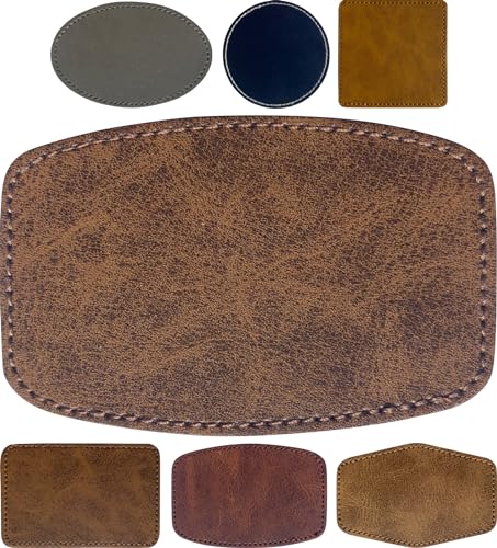 Lederhut-Patches, rustikale Lasergravur, Kunstleder-Patches, blanko, Wärmepresse, Kunstlederbögen mit Klebstoff, zum Aufbügeln für Kappenzubehör, UV-Druckzubehör, rechteckig, dunkelbraun, 30 Stück, von TWIG