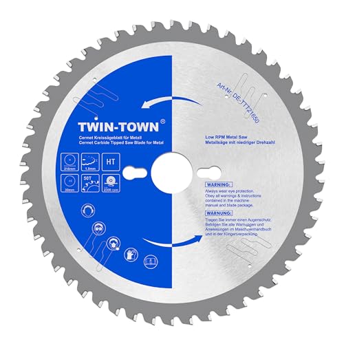 TWIN-TOWN Sägeblatt 216x30mm Z50 für Stahl und Eisenmetall, Kreissägeblatt 216 x 30 Ideal für Vierkantrohr, Winkeleisen, Baustahlblech, Rohre und andere Eisenmetalle TWIN-TOWN Sägeblatt 216x30mm Z50 für Stahl und Eisenmetall, Kreissägeblatt 216 x 30 Ideal für Vierkantrohr, Winkeleisen, Baustahlblech, Rohre und andere Eisenmetalle von TWIN-TOWN