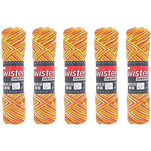 TWISTER 4020885254875 Topflappengarn, Baumwolle, Neon, 85 m, 5 von TWISTER