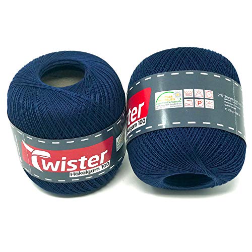 Twister Häkelgarn marineblau Handstrickgarn Baumwollgarn 2x100g von TWISTER