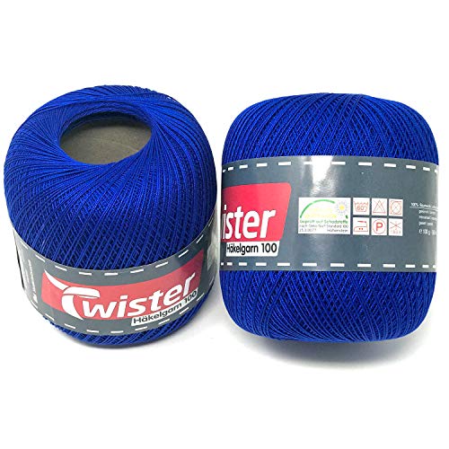 Twister Häkelgarn royalblau Handstrickgarn Baumwollgarn 2x100g von TWISTER