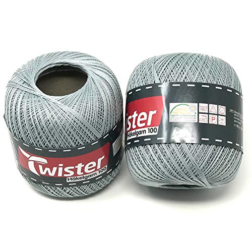 Twister Häkelgarn silber Handstrickgarn Baumwollgarn 2x100g von TWISTER