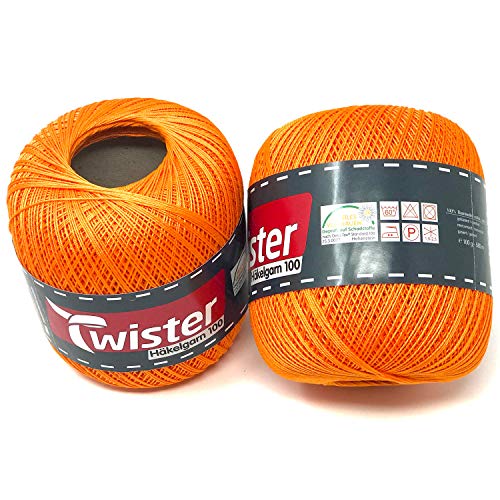 Twister Häkelgarn orange Handstrickgarn Baumwollgarn 2x100g von TWISTER