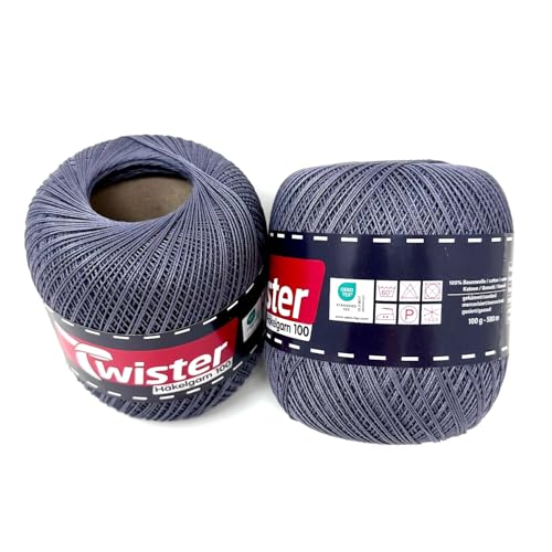 Twister Häkelgarn Dunkelgrau Handstrickgarn Baumwollgarn 2x100g von Twister