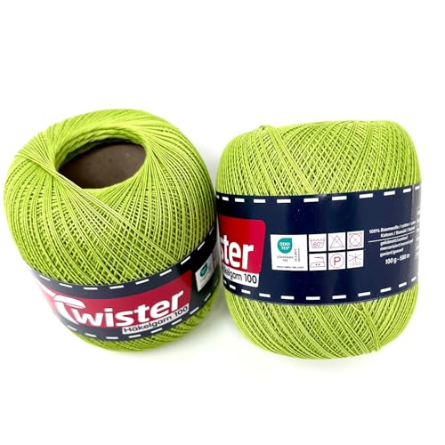 Twister Häkelgarn Grasgrün Handstrickgarn Baumwollgarn 2x100g Twister Häkelgarn Grasgrün Handstrickgarn Baumwollgarn 2x100g von Twister
