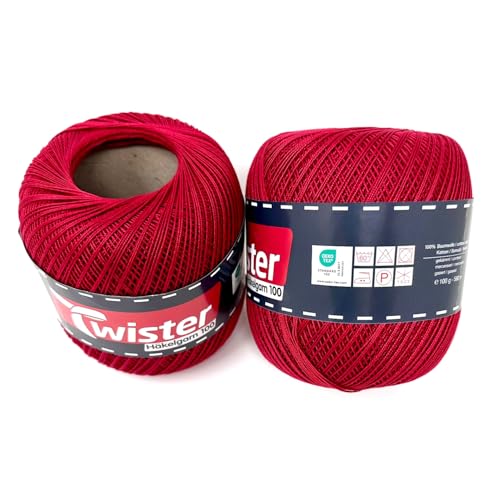 Twister Häkelgarn Weinrot Handstrickgarn Baumwollgarn 2x100g von Twister