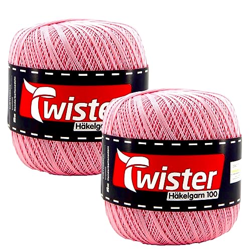 Twister Häkelgarn rosa Handstrickgarn Baumwollgarn 2x100g von TWISTER