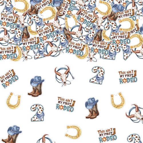 Cowboy-Dekorationen zum 2. Geburtstag, 200 Stück, "This Ain't My First Rodeo", Konfetti, blau-braun, Western-Cowboy, Tischdekoration, Wilder Westen, Rodeo, Junge, zweiter Geburtstag, Dekoration Cowboy-Dekorationen zum 2. Geburtstag, 200 Stück, "This Ain't My First Rodeo", Konfetti, blau-braun, Western-Cowboy, Tischdekoration, Wilder Westen, Rodeo, Junge, zweiter Geburtstag, Dekoration von TWO WILD