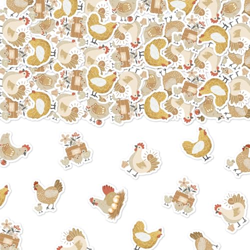 Huhn-Party-Dekorationen, 200 Stück, Küken-Thema, Konfetti, Boho, Huhn, Bauernhof, Tischdekoration, Bauernhoftiere, Geburtstagsdekorationen, Henne Hahn, Babyparty, Dekoration, Spazierengehen, Tier von TWO WILD