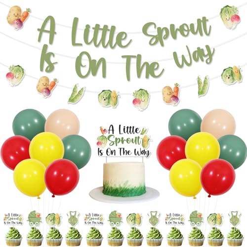 Little Sprout Babyparty-Dekorationen, "A Little Sprout Is On The Way", Banner, Girlande, Kuchendekoration, Gemüse, Sprossen, Geschlecht, Deko, Frühling, Garten, Grün, Bauernhof, Markt, Natur Little Sprout Babyparty-Dekorationen, "A Little Sprout Is On The Way", Banner, Girlande, Kuchendekoration, Gemüse, Sprossen, Geschlecht, Deko, Frühling, Garten, Grün, Bauernhof, Markt, Natur von TWO WILD