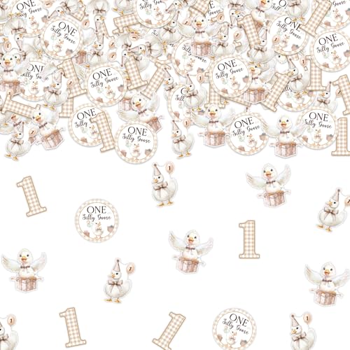 One Silly Goose Geburtstagsdekoration, 200 Stück, Gänsemotiv, Konfetti, niedliche Gänse, Tischdekoration, lustige Gänse, 1. Geburtstag, lustige Bauernhoftiere, Dekoration für den ersten Geburtstag One Silly Goose Geburtstagsdekoration, 200 Stück, Gänsemotiv, Konfetti, niedliche Gänse, Tischdekoration, lustige Gänse, 1. Geburtstag, lustige Bauernhoftiere, Dekoration für den ersten Geburtstag von TWO WILD