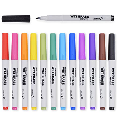 TWOHANDS Whiteboard-Marker Set, 12 Farben, feucht abwischbar, ultrafeine 0,7 mm Spitze, ideal für Whiteboards, Kühlschrank-Kalender und Glasoberflächen, 20703 TWOHANDS Whiteboard-Marker Set, 12 Farben, feucht abwischbar, ultrafeine 0,7 mm Spitze, ideal für Whiteboards, Kühlschrank-Kalender und Glasoberflächen, 20703 von TWOHANDS