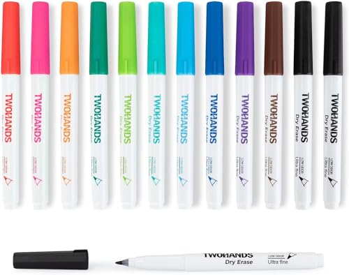 TWOHANDS Whiteboard Marker Set,12 Whiteboard Stifte Dünne Spitze,11 Farben, Rundspitze 0.7mm,Abwischbar - für Flipchart,Magnettafel,Memoboard,20529 TWOHANDS Whiteboard Marker Set,12 Whiteboard Stifte Dünne Spitze,11 Farben, Rundspitze 0.7mm,Abwischbar - für Flipchart,Magnettafel,Memoboard,20529 von TWOHANDS