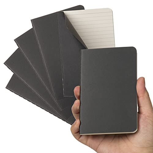 TWONE Mini-Notizbuch, 90 x 140 mm, schwarzer Kartoneinband, Memo-Notizblock für Männer, Frauen, Kinder, Reisen, 30 Blatt/60 linierte Seiten, 6 Stück von TWONE